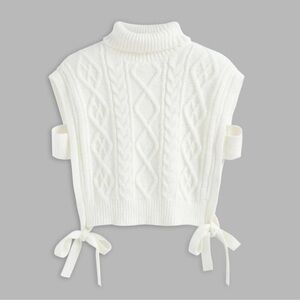 Elegant White Cable Knit Sweater Vest